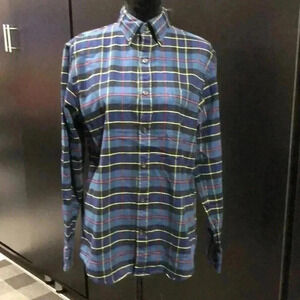 Lands’ End Traditional Fit Flannel plaid,chest pocket,button down,cotton